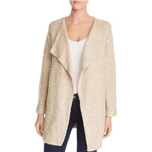 Calvin Klein Tan Beige Black Boucle Knit Pockets Long Cardigan Sweater Women 1X